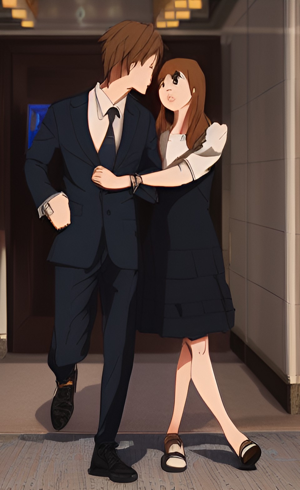 Drunk couple at night