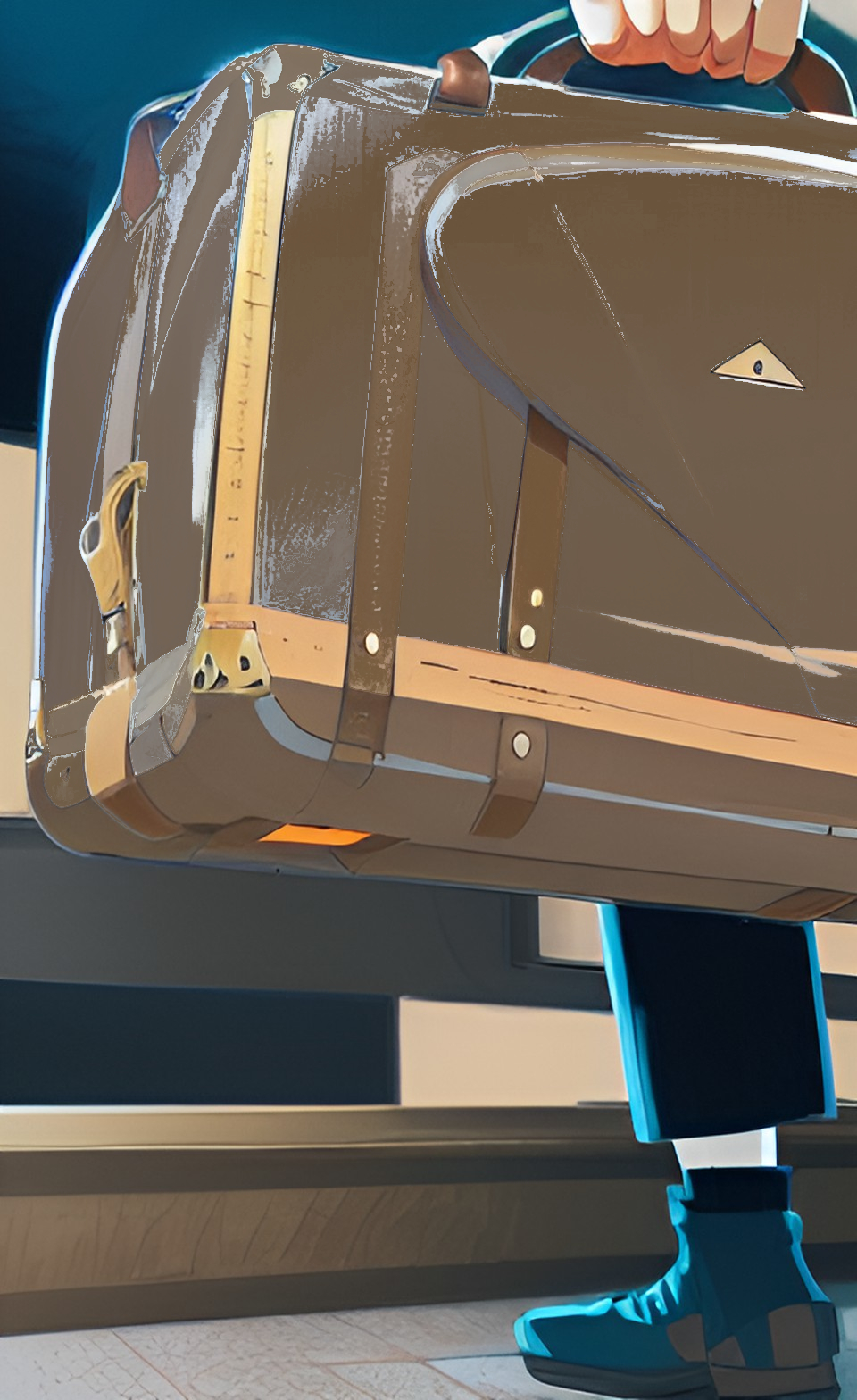 Gwafa carrying a suitcase