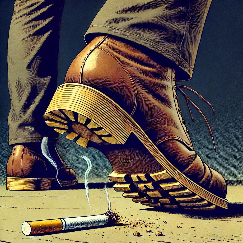 Boot Stepping on a Cigarette